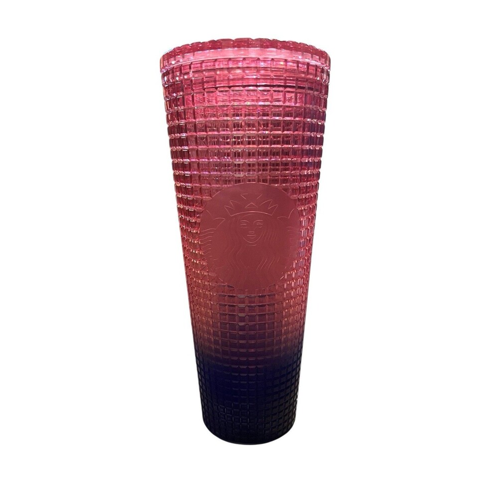 STARBUCKS Pink BLUE Grid Color  24 oz COLD CUP TUMBLER No Straw New Open Box